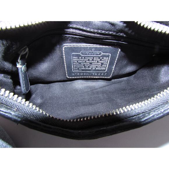 Coach Hampton 10287 Black Signature Leather Mini Shoulder Bag w/Snakeskin Stripe - Picture 6 of 7